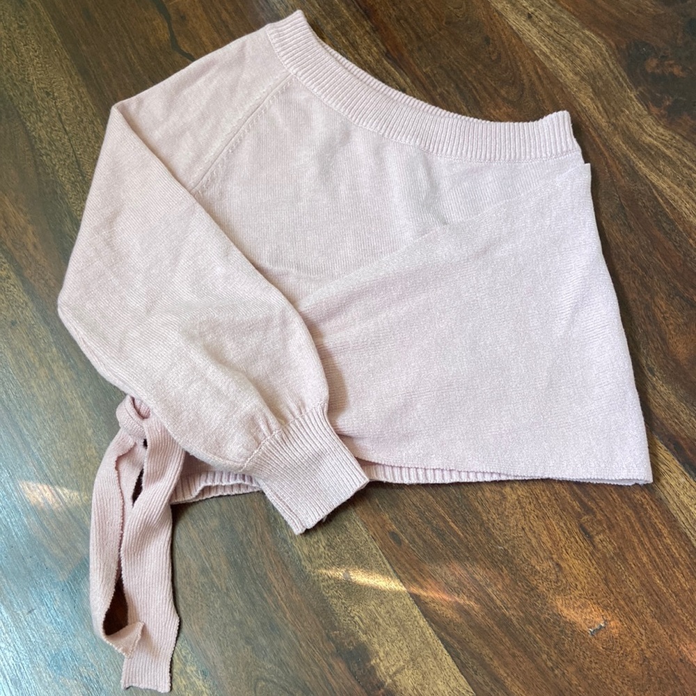 Sz S ASTR the Label Ballet Pink One Shoulder Wrap Sweater SOFT
